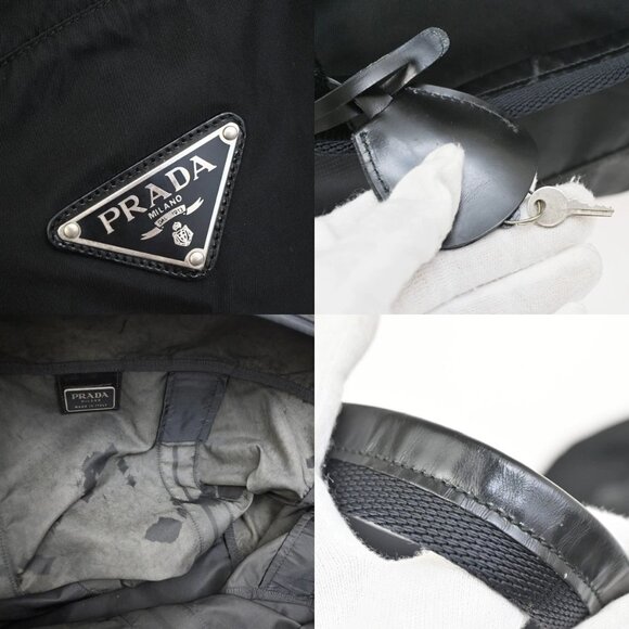 PRADA Logo Tessuto Travel Shoulder Hand Bag Nylon Leather Black 87FC089 - Picture 9 of 16